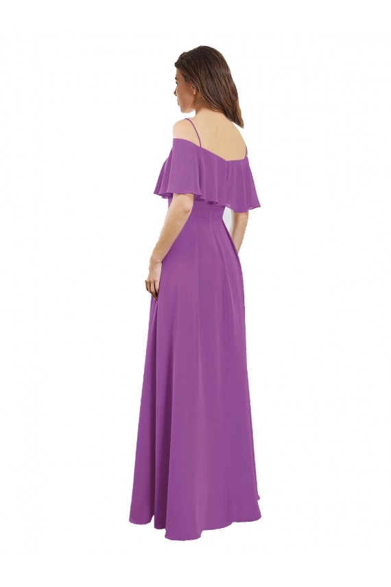 Flutter Sleeves Spaghetti Straps Soft Chiffon Dahlia Long Bridesmaid Dress Adelaide