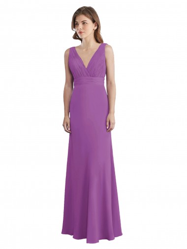 Sleeveless V-Neck Soft Chiffon Dahlia Long Bridesmaid Dress Adelaide