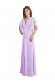 Split Sleeves V-Neck Soft Chiffon Lilac Long Bridesmaid Dress Adelaide