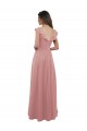 Cap Sleeves V-Neck Soft Chiffon Dusty Pink Long Bridesmaid Dress Adelaide