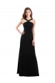 Sleeveless Halter Neck Soft Chiffon Black A-Line Long Bridesmaid Dress Adelaide