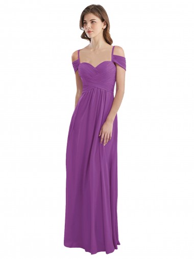 Cold Shoulder Sweetheart Soft Chiffon Dahlia Long Bridesmaid Dress Adelaide
