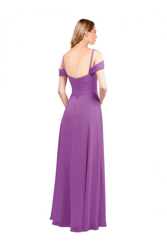 Cold Shoulder Sweetheart Soft Chiffon Dahlia Long Bridesmaid Dress Adelaide