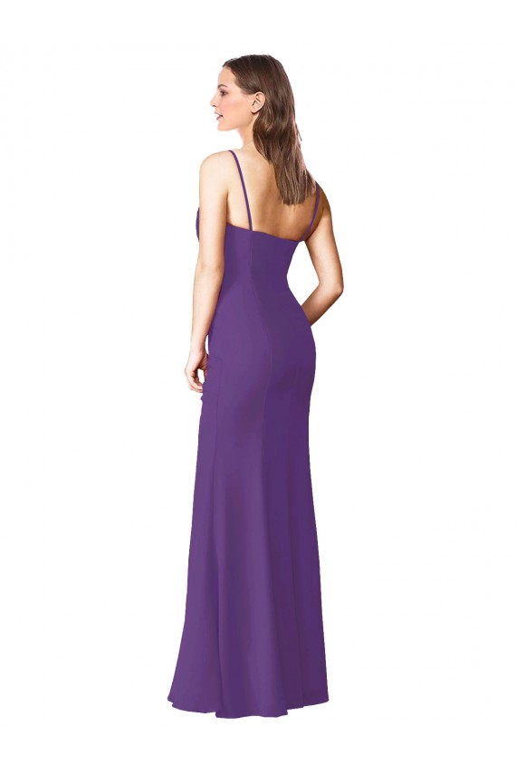 Sleeveless Strapless Soft Chiffon Plum Purple Long Bridesmaid Dress Adelaide
