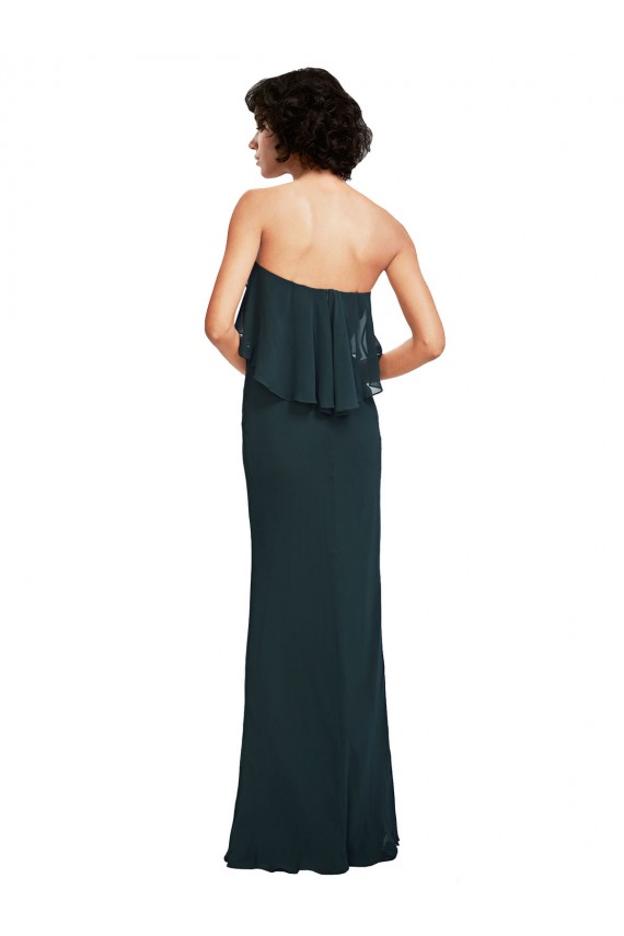 Sleeveless Strapless Soft Chiffon Black Long Bridesmaid Dress Adelaide