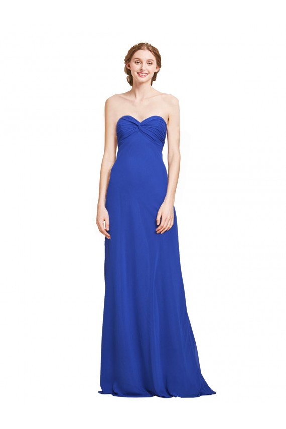 Sleeveless Sweetheart Soft Chiffon Royal Blue Long Bridesmaid Gown Adelaide