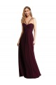 Sleeveless Spaghetti Straps Chiffon Burgundy Gold Long Wedding Party Dress Adelaide