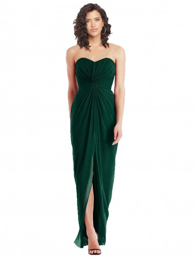 Sleeveless Strapless Soft Chiffon Ever Green Long Bridesmaid Dress Adelaide