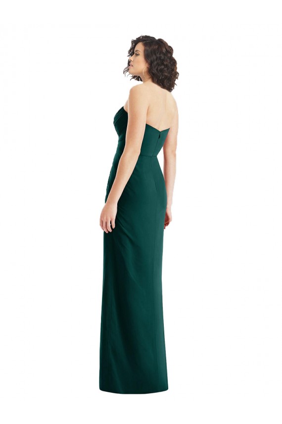 Sleeveless Strapless Soft Chiffon Ever Green Long Bridesmaid Dress Adelaide