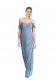Sleeveless Off the Shoulder Soft Chiffon Dusty Blue Long Semi Formal Evening Dress / Bridesmaid Dress Adelaide