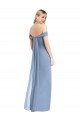 Sleeveless Off the Shoulder Soft Chiffon Dusty Blue Long Semi Formal Evening Dress / Bridesmaid Dress Adelaide