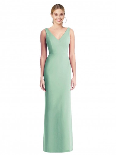 Sleeveless V-Neck Soft Chiffon Mint Green Trumpet Long Bridesmaid Dress Adelaide