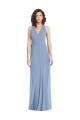 Sleeveless V-Neck Soft Chiffon Dusty Blue Long Formal Evening Gown / Bridesmaid Dress Adelaide