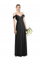 Cold Shoulder Spaghetti Straps Soft Chiffon Black Long Semi Formal Evening Dress / Bridesmaid Dress Adelaide