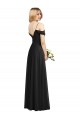 Cold Shoulder Spaghetti Straps Soft Chiffon Black Long Semi Formal Evening Dress / Bridesmaid Dress Adelaide