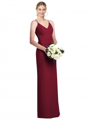 Sleeveless V-Neck Soft Chiffon Burgundy Long Formal Dress / Bridesmaid Dress Adelaide