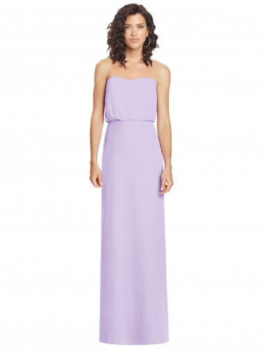 Sleeveless Strapless Soft Chiffon Lilac Long Formal Dress / Bridesmaid Dress Adelaide