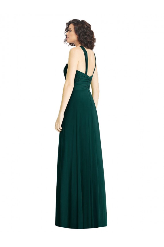 Sleeveless Halter Neck Soft Chiffon Ever Green Long Bridesmaid Dress Adelaide
