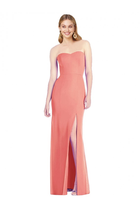 Sleeveless Strapless Soft Chiffon Desert Rose Long Bridesmaid Dress Adelaide