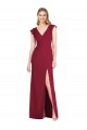 Ruffle Sleeves V-Neck Soft Chiffon Burgundy Long Bridesmaid Dress Adelaide