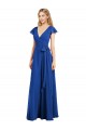 Flutter Sleeves V-Neck Lxue Chiffon Royal Blue Long Bridesmaid Dress Adelaide