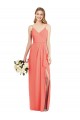 Sleeveless V-Neck Soft Chiffon Coral Long Formal Dress / Bridesmaid Dress Adelaide