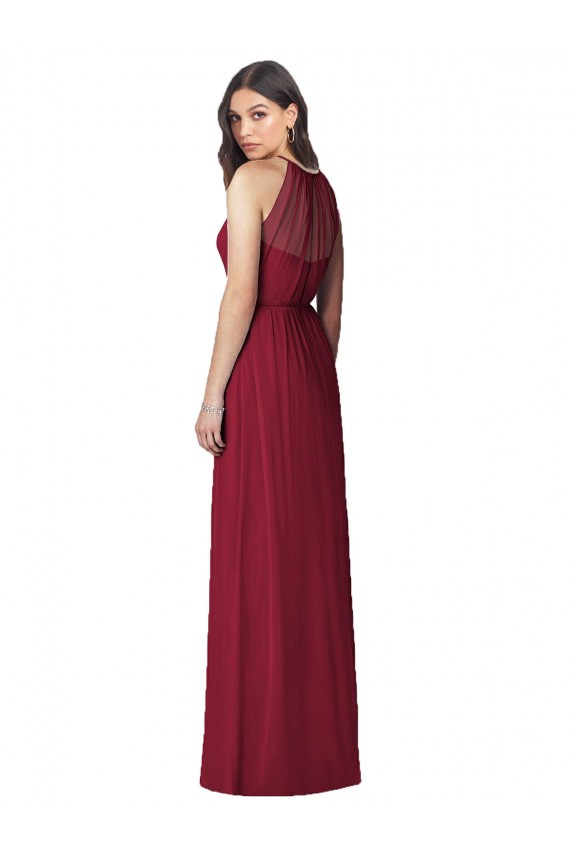Sleeveless Halter Neck Soft Chiffon Burgundy Trumpet Long Bridesmaid Dress Adelaide