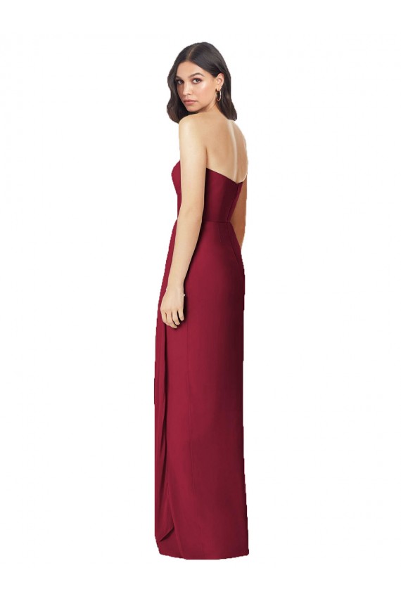 Sleeveless Strapless Soft Chiffon Olive Green Long Bridesmaid Dress Adelaide