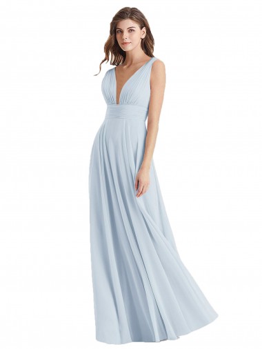 Sleeveless V-Neck Lxue Chiffon Sea Glass Long Bridesmaid Dress Adelaide