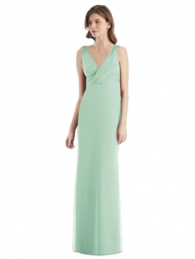 Sleeveless V-Neck Chiffon Mint Green Long Bridesmaid Dress / Evening Dress Adelaide
