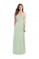 Cold Shoulder V-Neck Soft Chiffon Sage Long Semi Formal Evening Dress / Bridesmaid Dress Adelaide