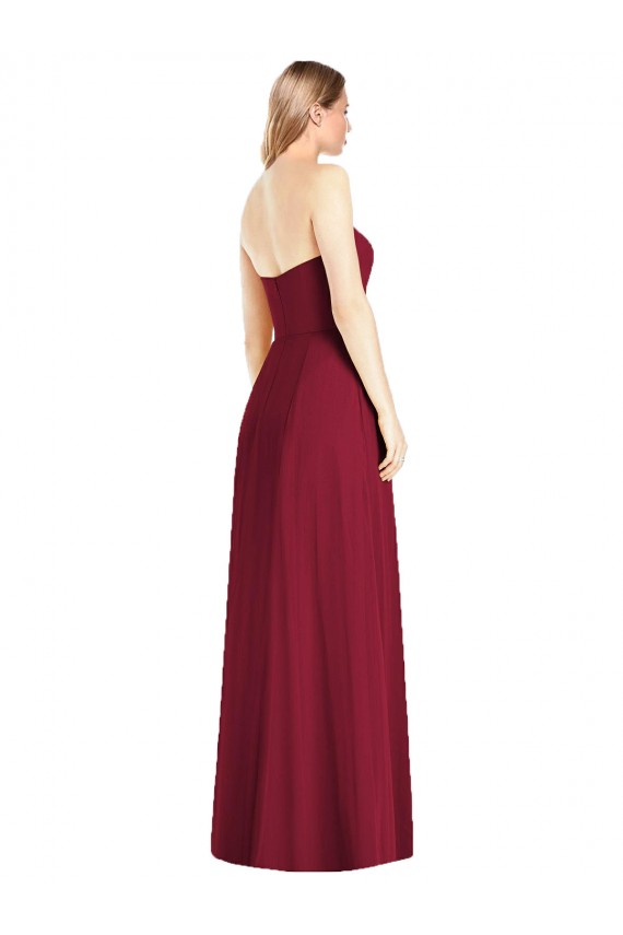 Sleeveless Strapless Soft Chiffon Hot Pink Long Semi Formal Evening Dress / Bridesmaid Dress Adelaide