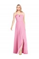 Sleeveless Strapless Soft Chiffon Hot Pink Long Semi Formal Evening Dress / Bridesmaid Dress Adelaide