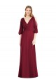 Bell Sleeves V-Neck Soft Chiffon Burgundy Long Formal Dress / Bridesmaid Dress Adelaide