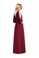 Bell Sleeves V-Neck Soft Chiffon Burgundy Long Formal Dress / Bridesmaid Dress Adelaide