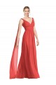 Sleeveless V-Neck Soft Chiffon Firecracker Long Bridesmaid Dress Adelaide