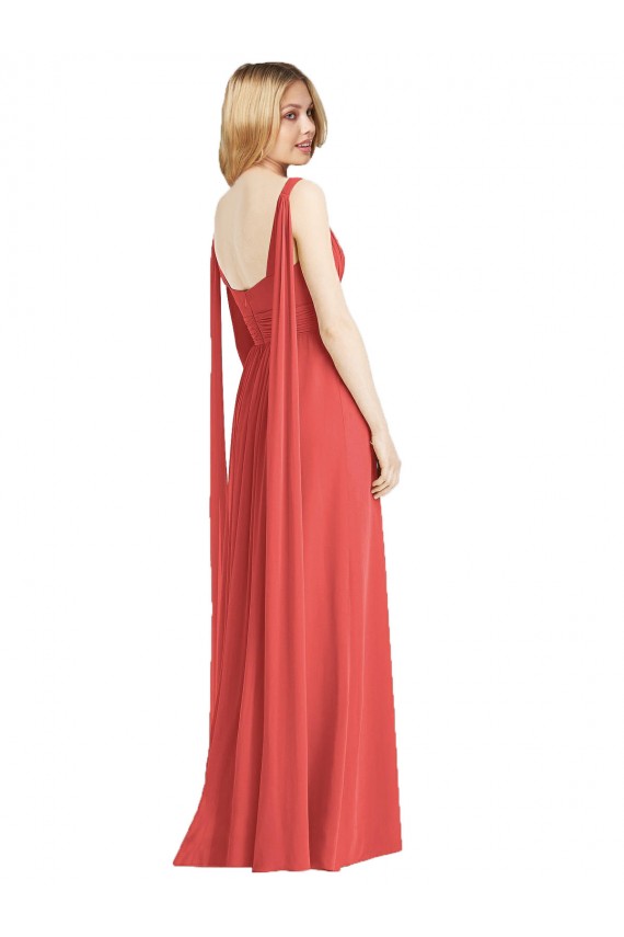 Sleeveless V-Neck Soft Chiffon Firecracker Long Bridesmaid Dress Adelaide