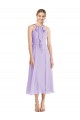 Sleeveless Halter Neck Soft Chiffon Lilac Tea length Prom Dress / Bridesmaid Dress Adelaide