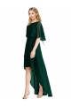 Flutter Sleeves Round Neck Soft Chiffon Ever Green High Low Bridesmaid Dress Adelaide