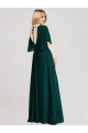 Flutter Sleeves Round Neck Soft Chiffon Ever Green Long Bridesmaid Dress Adelaide