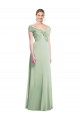 Sleeveless Off the Shoulder Soft Chiffon Sage Trumpet Long Bridesmaid Dress Adelaide