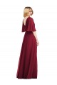 Flutter Sleeves V-Neck Soft Chiffon Smoke Green Long Bridesmaid Dress Adelaide