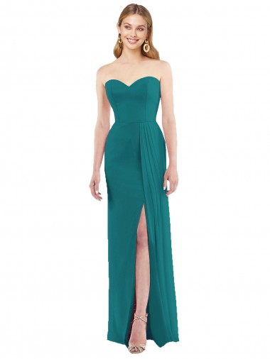 Sleeveless Strapless Soft Chiffon Hunter Long Bridesmaid Dress Adelaide