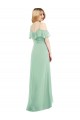 Cold Shoulder V-Neck Soft Chiffon Mint Green Long High Low Bridesmaid Dress Adelaide