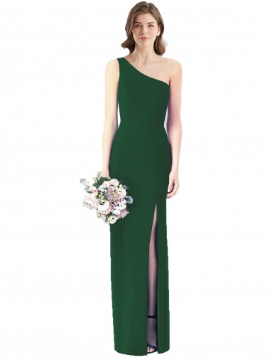 Sleeveless One Shoulder Soft Chiffon Dark Green Long Bridesmaid Dress Adelaide