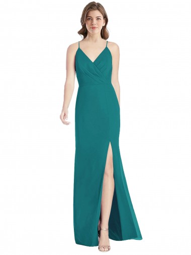 Sleeveless V-Neck Soft Chiffon Hunter Long Bridesmaid Dress Adelaide
