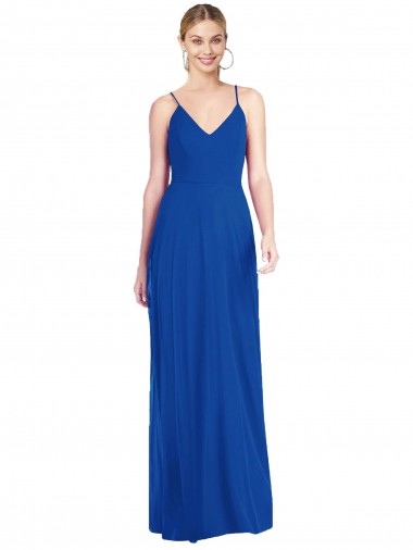 Sleeveless V-Neck Soft Chiffon Royal Blue Long Formal Dress / Bridesmaid Dress Adelaide