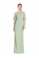 Cold Shoulder Halter Neck Soft Chiffon Sage Long Semi Formal Evening Dress / Bridesmaid Dress Adelaide