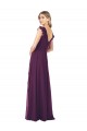 Cap Sleeves V-Neck Soft Chiffon Grape Long Formal Dress / Bridesmaid Dress Adelaide