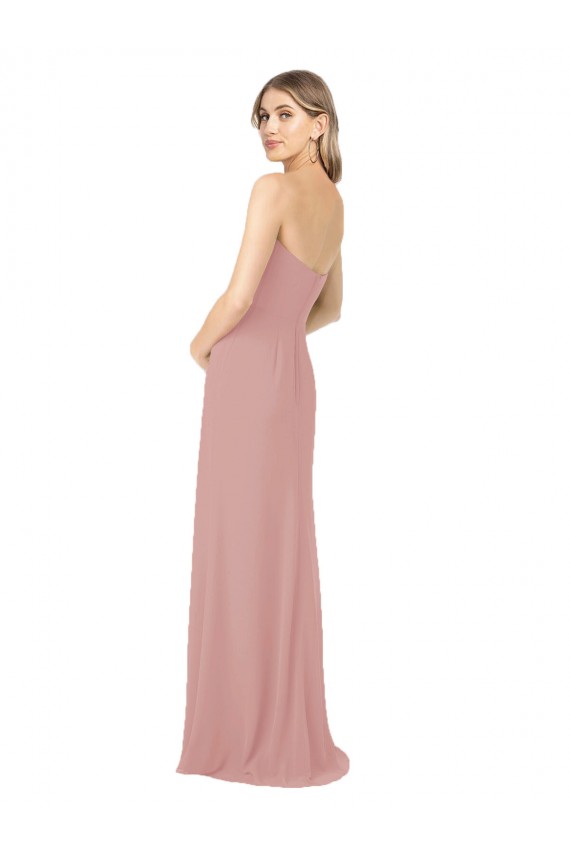 Sleeveless Strapless Soft Chiffon Dusty Pink Long Bridesmaid Dress Adelaide